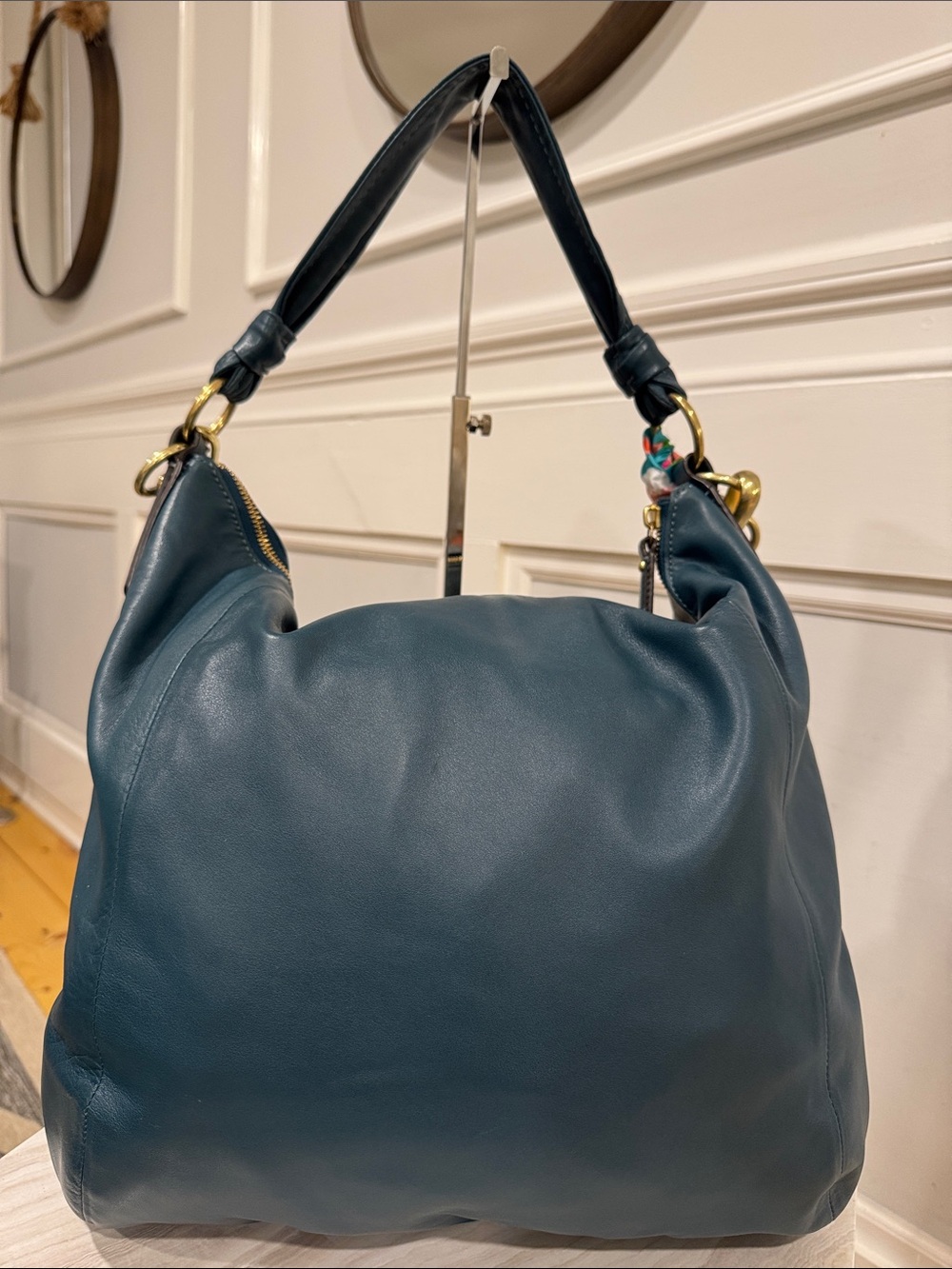 COACH Bag Kristin Large Dark Teal Leather Hobo Satchel - Picture 8 of 17